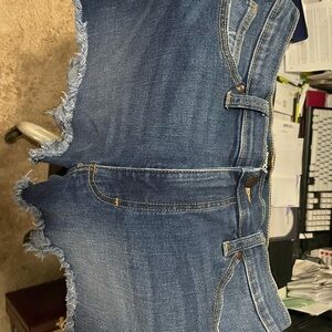 Wrangler Women's Frayed Hem Blue Denim Shorts